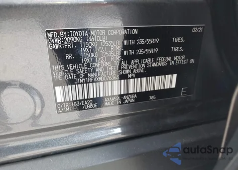 2021 Toyota Rav4 Limited from USA, damaged, VIN JTMY1RFVXMD076363